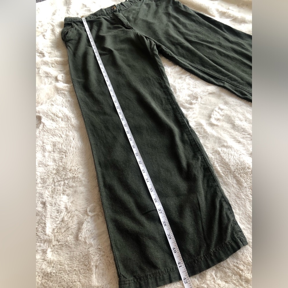 H&M LINEN-BLEND PANTS large size khaki color linen - Picture 10 of 14